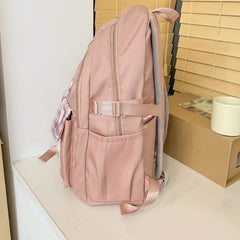 Large Plaid Backpack All Match Zipper Daypack