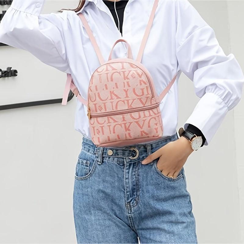 Small Faux Leather Backpack with Adjustable Strap for Work & School