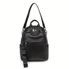 Leather Convertible Backpack Preppy School Bag Anti Theft Travel Daypack