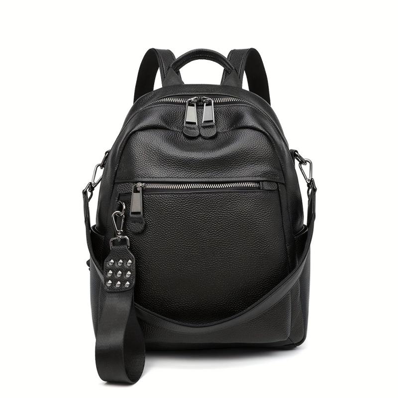 Leather Convertible Backpack Preppy School Bag Anti Theft Travel Daypack