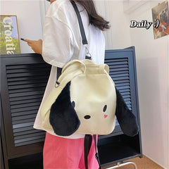 Cartoon Puppy Canvas Shoulder Bag for Girls