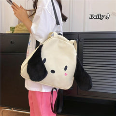Cartoon Puppy Canvas Shoulder Bag for Girls