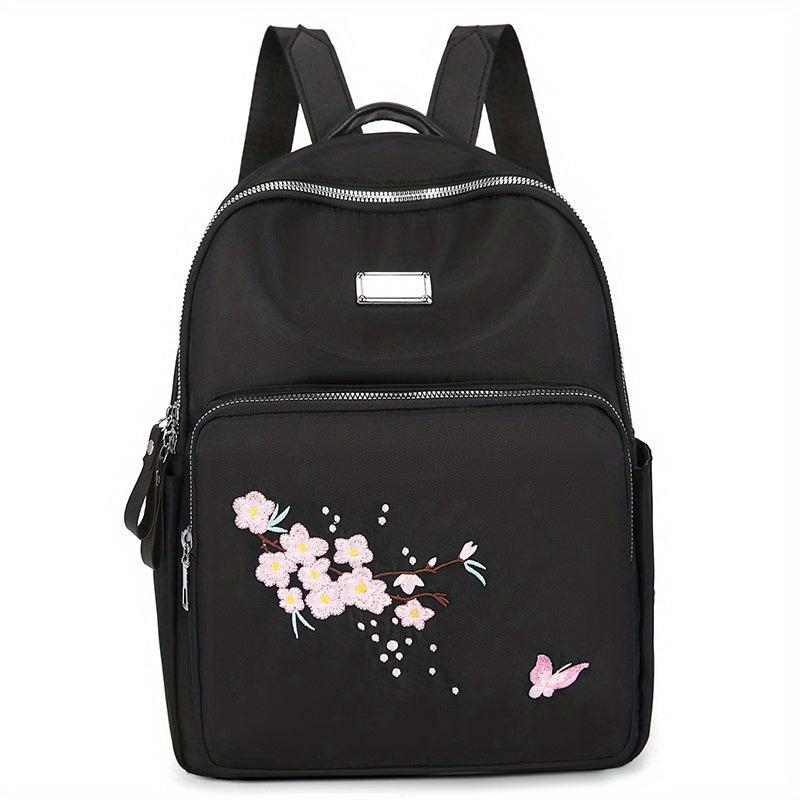 Flower Embroidery Schoolbag Lightweight Travel Daypack