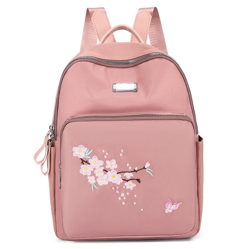 Flower Embroidery Schoolbag Lightweight Travel Daypack