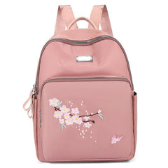 Flower Embroidery Schoolbag Lightweight Travel Daypack