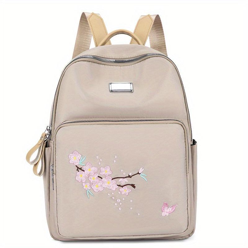 Flower Embroidery Schoolbag Lightweight Travel Daypack