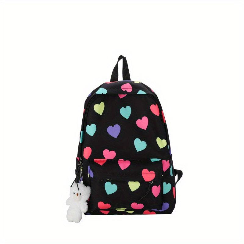 Colorful Love Heart Pattern Backpack Casual Large Capacity Schoolbag