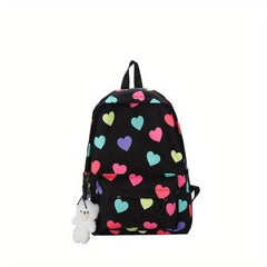 Colorful Love Heart Pattern Backpack Casual Large Capacity Schoolbag