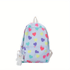 Colorful Love Heart Pattern Backpack Casual Large Capacity Schoolbag
