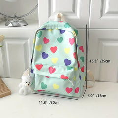 Colorful Love Heart Pattern Backpack Casual Large Capacity Schoolbag