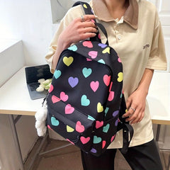 Colorful Love Heart Pattern Backpack Casual Large Capacity Schoolbag