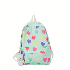Colorful Love Heart Pattern Backpack Casual Large Capacity Schoolbag