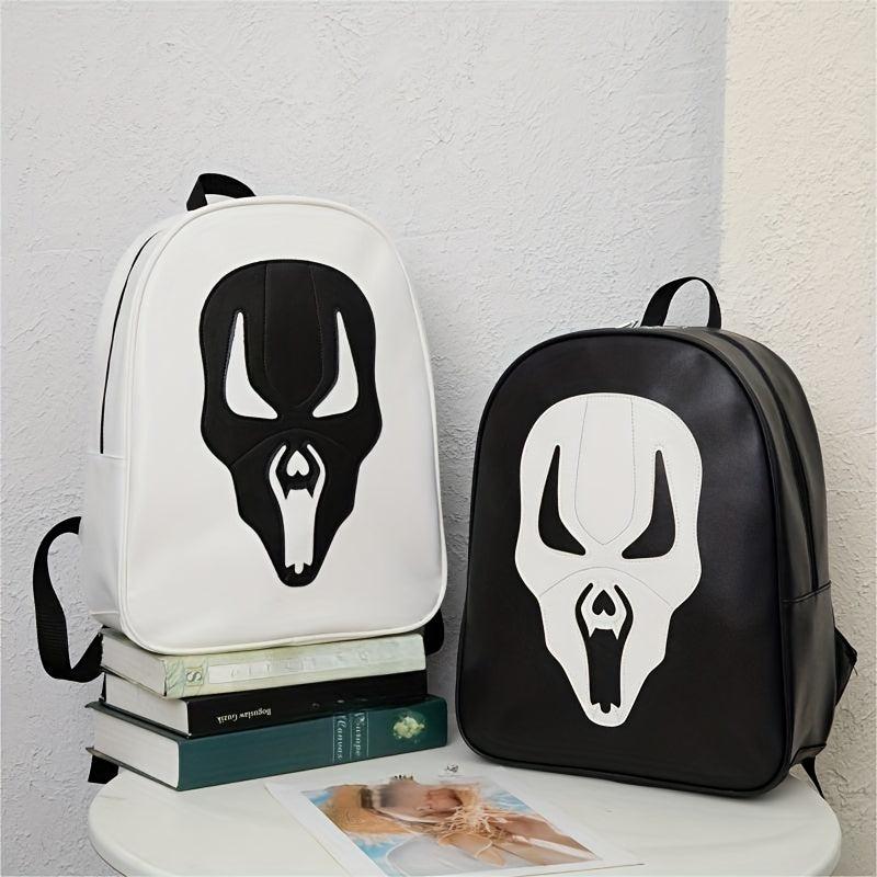 Halloween Ghost Colorblock Backpack Zipper Daypack for Women