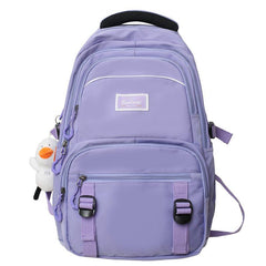 Solid Backpack Large Capacity Schoolbag With Accessories