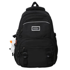 Solid Backpack Large Capacity Schoolbag With Accessories