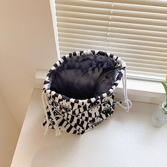 Rabbit Lattice Drawstring Backpack Nylon Lightweight Large Capacity Bag