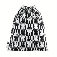 Rabbit Lattice Drawstring Backpack Nylon Lightweight Large Capacity Bag