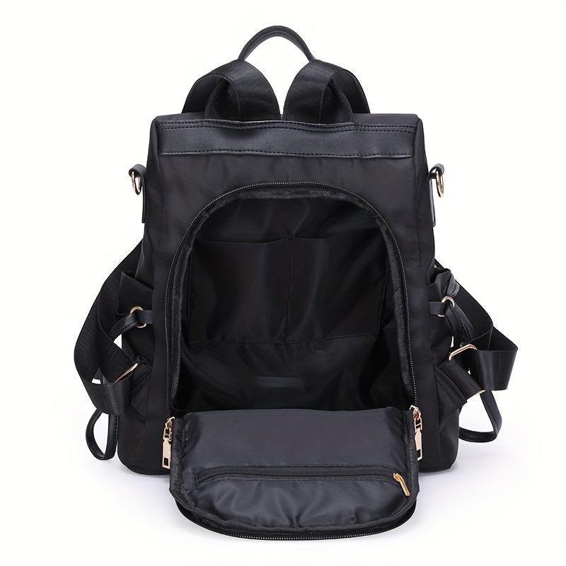 Casual Zipper Backpack Minimalist Travel Daypack with Pom Pom Decor