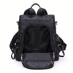 Casual Zipper Backpack Minimalist Travel Daypack with Pom Pom Decor
