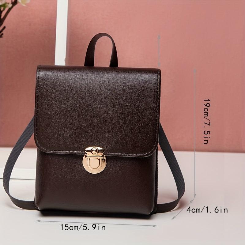 Mini Solid Crossbody Bag PU Leather Handbag Women's Phone Storage Bag & Purse