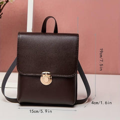 Mini Solid Crossbody Bag PU Leather Handbag Women's Phone Storage Bag & Purse