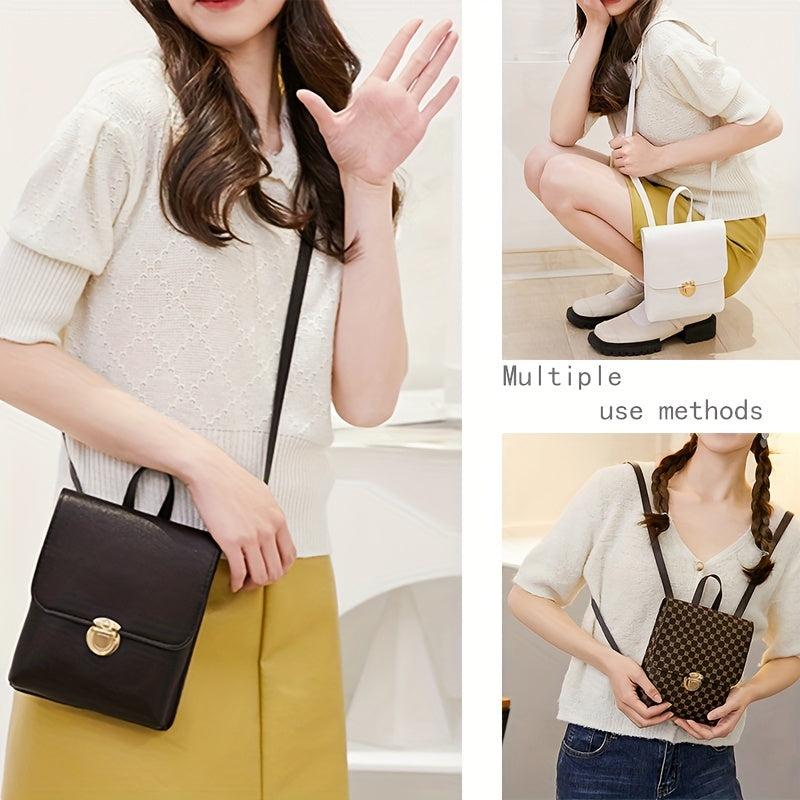 Mini Solid Crossbody Bag PU Leather Handbag Women's Phone Storage Bag & Purse