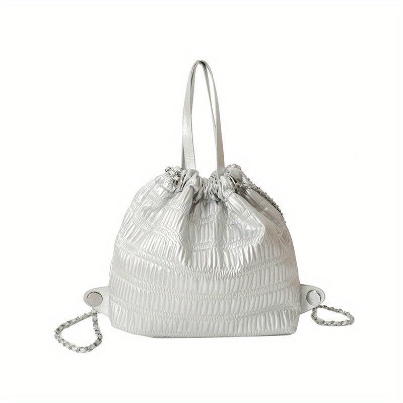 Ruched Drawstring Bucket Bag - Stylish School Bag