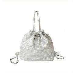 Ruched Drawstring Bucket Bag - Stylish School Bag
