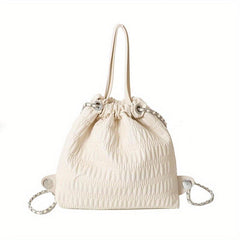Ruched Drawstring Bucket Bag - Stylish School Bag