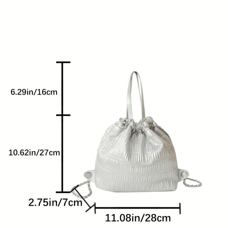 Ruched Drawstring Bucket Bag - Stylish School Bag