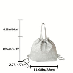 Ruched Drawstring Bucket Bag - Stylish School Bag