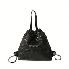 Ruched Drawstring Bucket Bag - Stylish School Bag