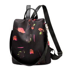 Flower Print Backpack with Adjustable Strap - Large Capacity