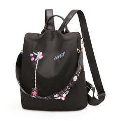 Flower Print Backpack with Adjustable Strap - Large Capacity