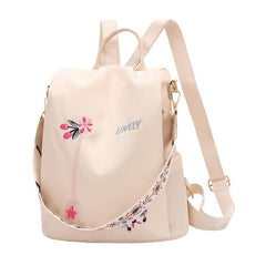 Flower Print Backpack with Adjustable Strap - Large Capacity