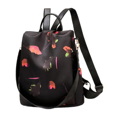 Flower Print Backpack with Adjustable Strap - Large Capacity