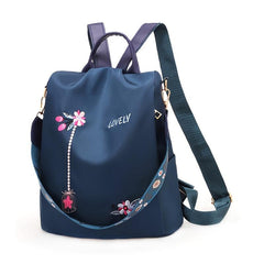 Flower Print Backpack with Adjustable Strap - Large Capacity
