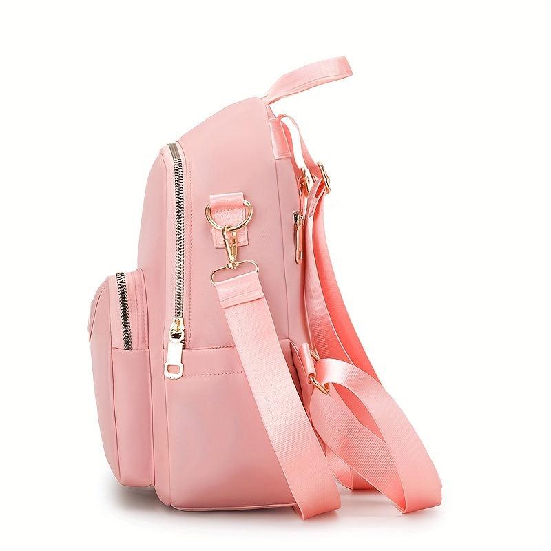 Solid Casual Backpack All Match Zipper Daypack For Travel