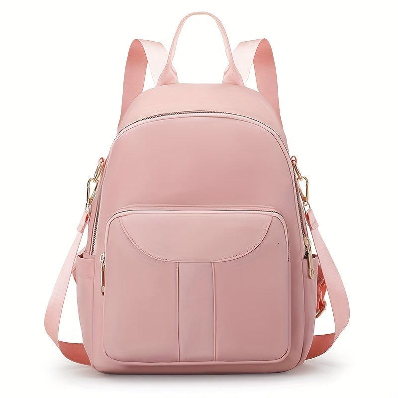 Solid Casual Backpack All Match Zipper Daypack For Travel