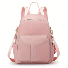 Solid Casual Backpack All Match Zipper Daypack For Travel