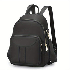 Solid Casual Backpack All Match Zipper Daypack For Travel