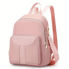Solid Casual Backpack All Match Zipper Daypack For Travel