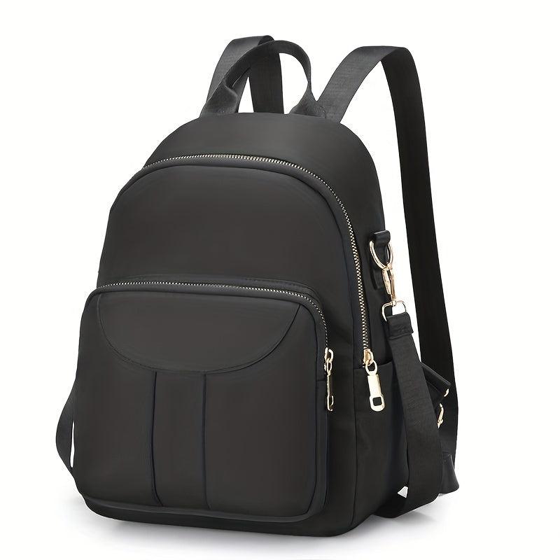 Solid Casual Backpack All Match Zipper Daypack For Travel