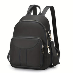 Solid Casual Backpack All Match Zipper Daypack For Travel