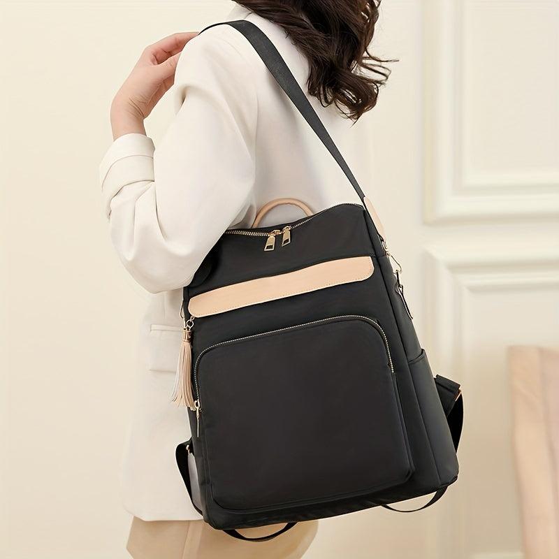 Large Capacity Colorblock Backpack Women's All Match Travel Rucksack Bag