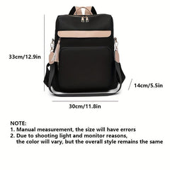 Large Capacity Colorblock Backpack Women's All Match Travel Rucksack Bag