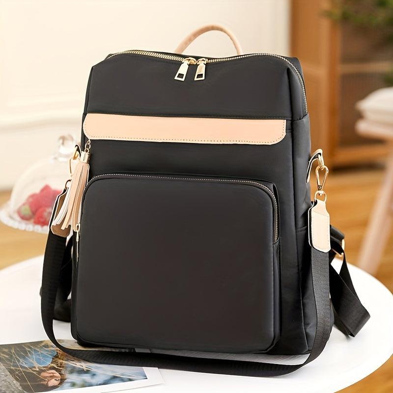 Large Capacity Colorblock Backpack Women's All Match Travel Rucksack Bag