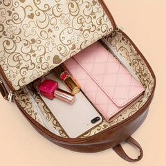 Retro Tassel Small Backpack PU Leather Textured School Backpack