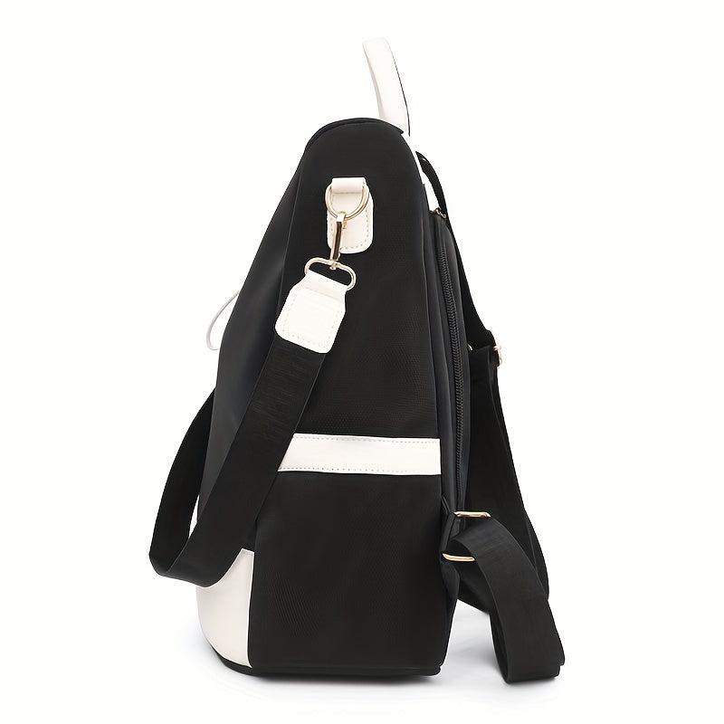 Casual Colorblock Zipper Backpack All Match Storage Rucksack