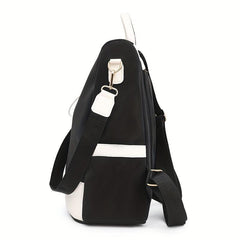 Casual Colorblock Zipper Backpack All Match Storage Rucksack